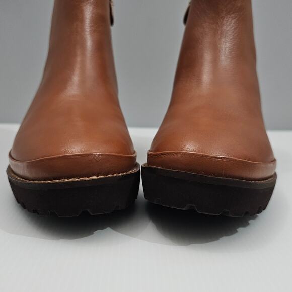 NEW Gentle Souls Mona Ankle Bootie Womens 9.5 Cognac Brown Leather Wedge Comfort - Picture 7 of 14